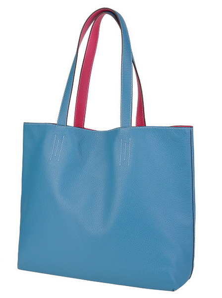 Best Hermes Reversible Leather Handbag Blue/Peach 519020